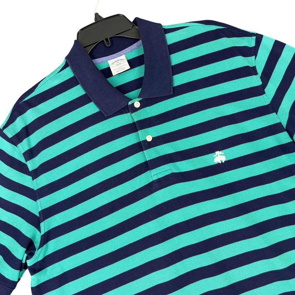 Brooks Brothers Slim Fit Performance Polo Shirt Striped Casual‎ Mens XL